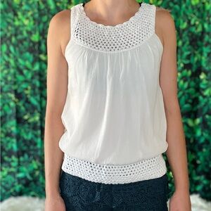 Tank top with chiffon and knit details